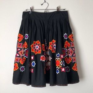 French Connection floral embroidered black skirt
